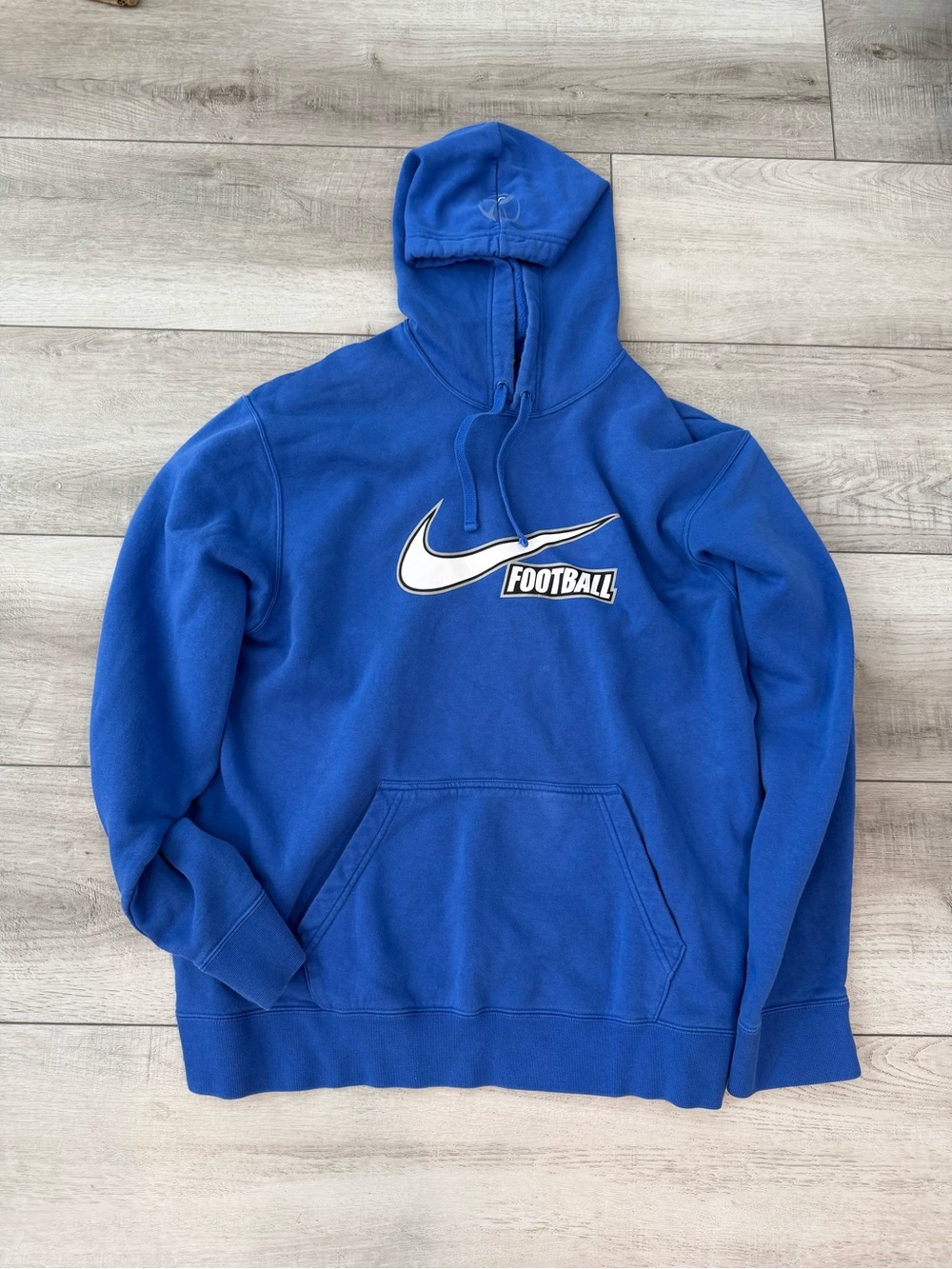 Nike Blue Crewneck Hoodie with White Swoosh Football Logo